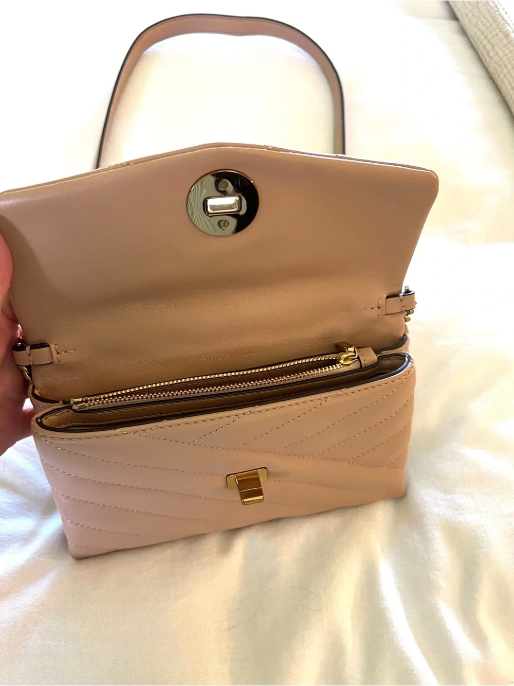 Tory Burch Blush Quilted Leather Chain Shoulder Bag